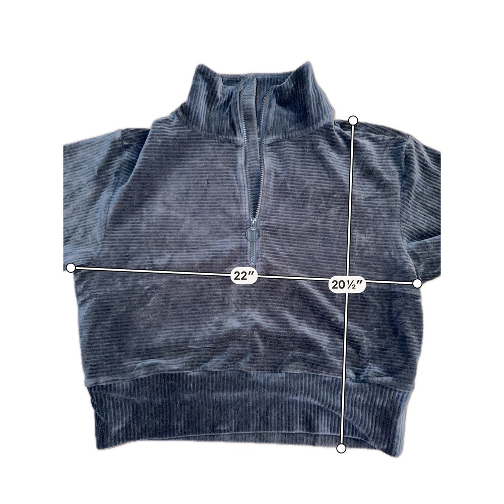 Prana Womens Gray Corduroy Quarter Zip Pullover Cropped Sweatshirt Size M CR4 - Picture 5 of 8